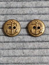 Set of 2 Small Gold Vintage US Military Navy Collectible Anchor Buttons picture