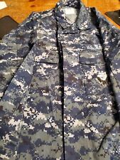 USN US Navy Working Uniform Type I Coat Shirt Blue Small Long picture