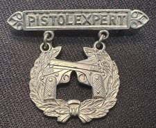 WWI WWII USMC Army Pistol Expert Badge Marine Corps Pinback Medal Insignia 009