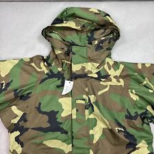 Vintage US Military Rain Coat Mens Large Green Woodland Cold Weather Parka Camo picture