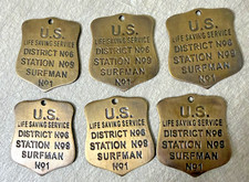 Lot of 6 Brass US Life Saving Service Surfman Patrol Check Badge Replica