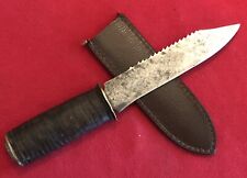 WW2 THEATER KNIFE FROM SAW BLADE-LEATHER WASHER HANDLE-SHEATH picture