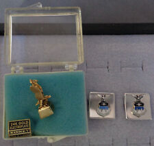 US Air Force Academy Vintage Enamel Cuff Links Boxed Kinney Falcon Charm 24K EP picture
