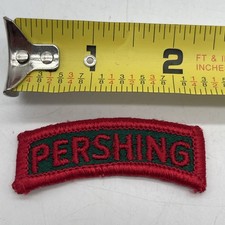 U.S. Military PERSHING Tab Patch Rocker Label Lettering Patch Red Green 2.5”