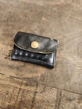 Vintage Black Leather Brass Snap Ammo Pouch .38 special ammunition cartridge picture