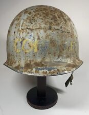 WWII Navy Gray M1 Helmet Shell Off USS San Francisco FSFB w Yellow Writing Front picture