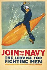 Join the Navy The Service for Fighting Men WW1 Recruting Poster - 16x24 picture