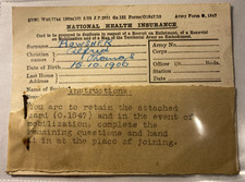 ARMY FORM O 1847 - MOBILISATION NATIONAL HEALTH INSURANCE FORM