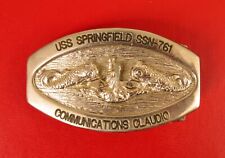 VINTAGE SUBMARINE USS SPRINGFIELD SSN-761 COMMUNICATIONS CLAUDIO BELT BUCKLE  picture