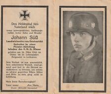 German WW2 Soldier Death Card * ORIGINAL *  Pionier Regt -  Russia   1942 picture
