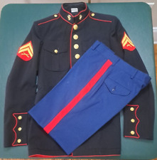 USMC Dress Blues Uniform Mens Coat 39R E-4 Pants 32L with NCO Bloodstripe picture