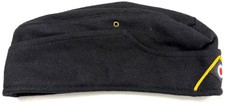 WWII GERMAN HEER PANZER RECON BLACK WOOL M1935 OVERSEAS SIDE CAP-LARGE
