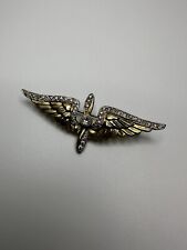 Vintage WWII Sweetheart Pilot Wings Gold Rhinestone 6.3cm picture