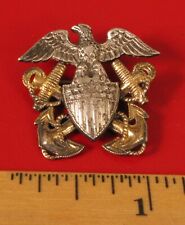 STERLING SILVER GOLD FILLED US NAVY BADGE INSIGNIA EAGLE BROOCH ANCHOR H-H PIN  picture
