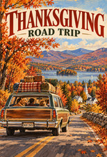 Thanksgiving road trip family dinner autum theme Poster 13x19