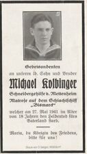 German WW2  SAILOR  Death Card * ORIGINAL ** BATTLESHIP BISMARCK  Sailor - 1941 picture