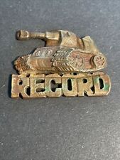 Vintage Rare Cast Brass Military Tank “RECORD” Medallion picture