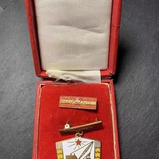 Czechoslovak Honor Builder Badge with Original Box Vintage Socialist Decorations