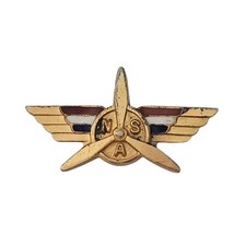 WWII National School of Aeronautics NSA Green AAF Flight Gold Enamel Lapel Pin