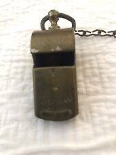 Vintage WWII WW2 Brass Army Military Police Whistle W/ Original Chain USA picture