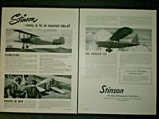 1945 VOYAGER 125 WWII vintage STINSON PLANE Trade print ad picture