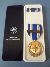 GENUINE NATO MEDAL FOR ACTIVE ENDEAVOUR POST 2011 IN NAMED BOX OF ISSUE - MINT