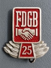 East German DDR 🇩🇪 FDGB 25 Year Identification Badge Communist Labor Party GDR