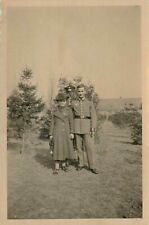 WWII Wehrmacht Germany Soldiers German Couple Officer Hat in Tree Original Photo picture