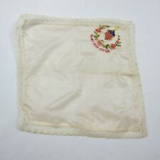 Vintage WWII Souvenir Silk Handkerchief USA Flag To My Dear Sister Floral & Lace picture