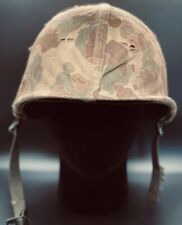 USMC BLUE ANCHOR FROG SKIN CAMO M1 Helmet used In Vietnam War Helmet Named... picture