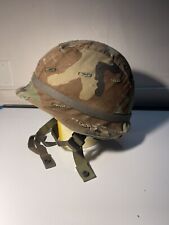 US ARMY WW2 M1 HELMET FRONT SEAM - WOODLAND CAMO COVER & POST WW2 LINER picture