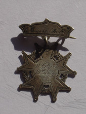 Antique Named Sterling Silver Award Merit Medal Pin Military ? Five Armed Cross