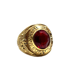 USN US Navy 18K Gold Men’s Ring Red Ruby Size 12 picture