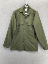 US Military Utility Top Button Front Solid Olive Green Vintage Size 14.5x33 picture