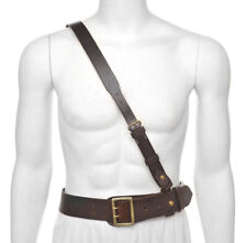 WW1 Sam Browne Belt With Shoulder Strap Premium Drum Dyed Oiled Brown Leather picture
