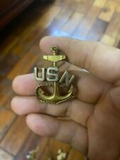 Original WWII US Navy CPO Chief Petty Officer Cap Badge Sterling Snowflake Back picture