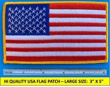 LARGE USA AMERICAN FLAG EMBROIDERED PATCH SEW-ON IRON-ON GOLD BORDER (3