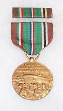 ORIGINAL CRIMPED BROOCH WW2 EAME / EUROPEAN CAMPAIGN MEDAL WITH RIBBON BAR picture
