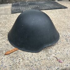 Vintage East German Army Steel Combat Helmet with Liner and Chin Strap picture