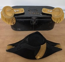 WWI US Navy Officer Bicorne Hat Gold Epaulettes N.S. Meyer Case ADK