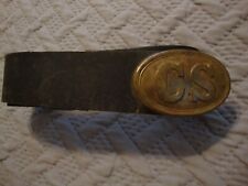Civil War CS buckle and leather belt for reenactors, reproduction picture