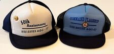 2 VTG US Navy Hats, USS Estes AGC 12, With Pins New Old Stock 50th Anniversary picture