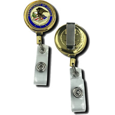 CL-006 DOJ Department of Justice Retractable ID reel metal ID card holder Dept. picture