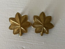 WWII MAJOR Gold Hollowed Back OAK LEAF INSIGNIA UNIFORM PIN LOT OF 2 picture