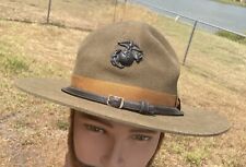 USMC Marine Corps DI Drill Instructor Hat Size 7 1/8 With Recruit Pocket Guide picture
