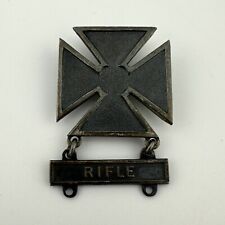 Vtg WW2 US Army Iron Cross Marksman Badge Pin Rifle Bar Sterling Silver Military picture