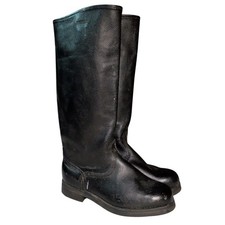 Vintage Soviet Russian Leather Military Boots Size 41 Black Officer Cowhide USS