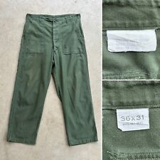 1964 - 1967 Vtg US Army OG 107 Cotton Sateen W 35 L 29 Pants 60s picture