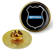 Law Enforcement Thin Blue Line Retired Police Badge Brooches & Pins - Gold