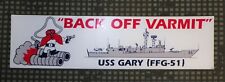 Original Vintage US Navy USS Gary FFG-51 Frigate Bumper Sticker picture
